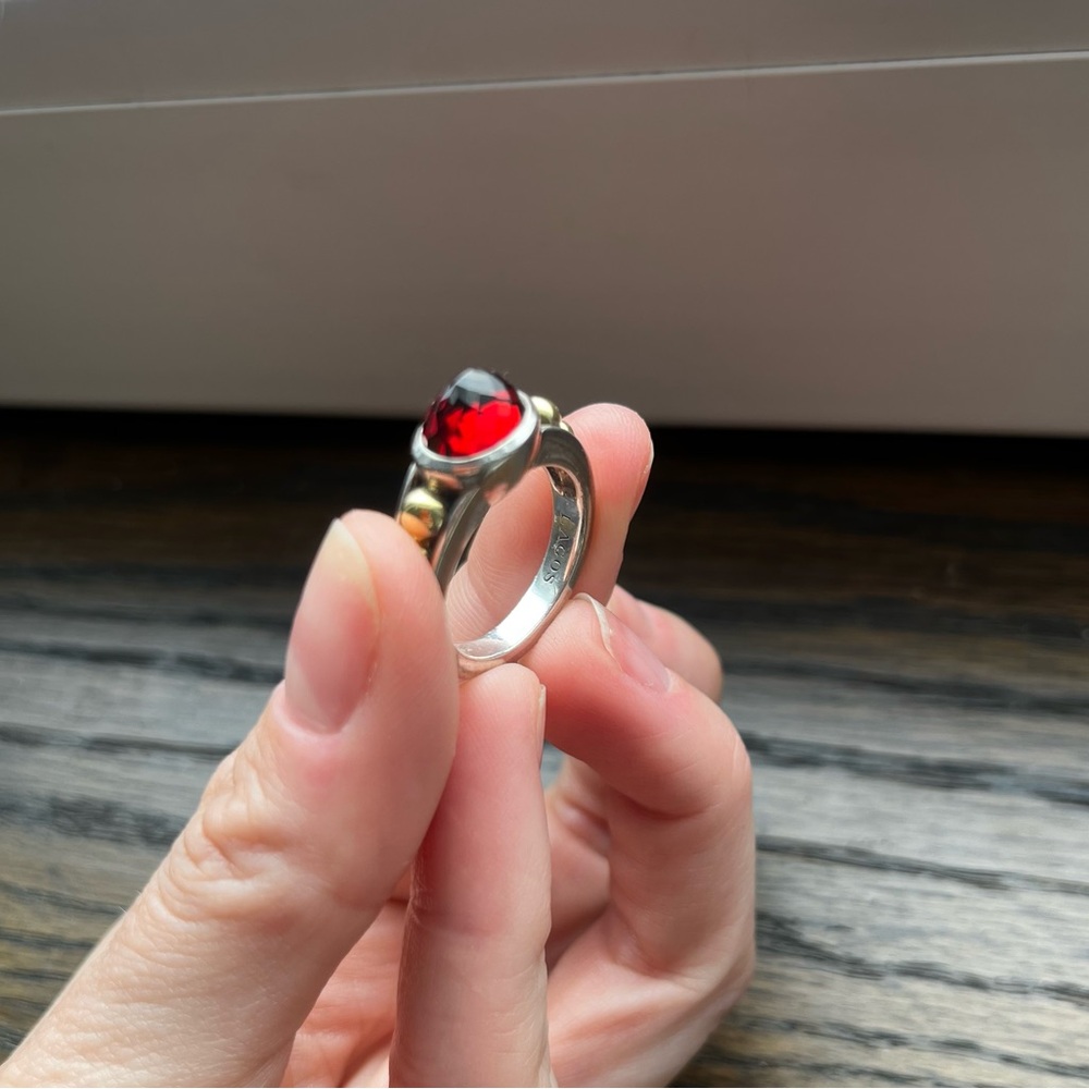 Lagos Rhodolite Garnet Gold and Silver Womens Ring